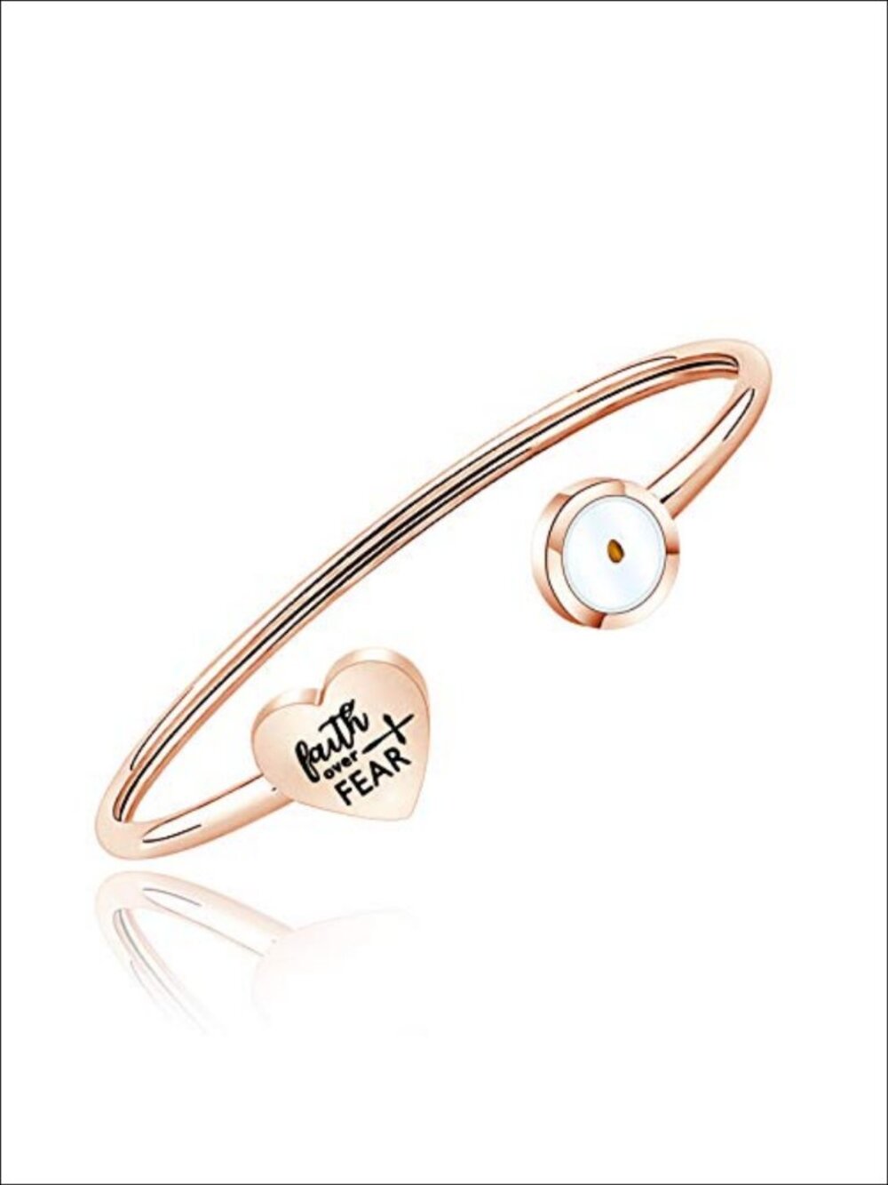 Stainless Steel Faith Over Fear Mustard Seed Bangle Bracelet